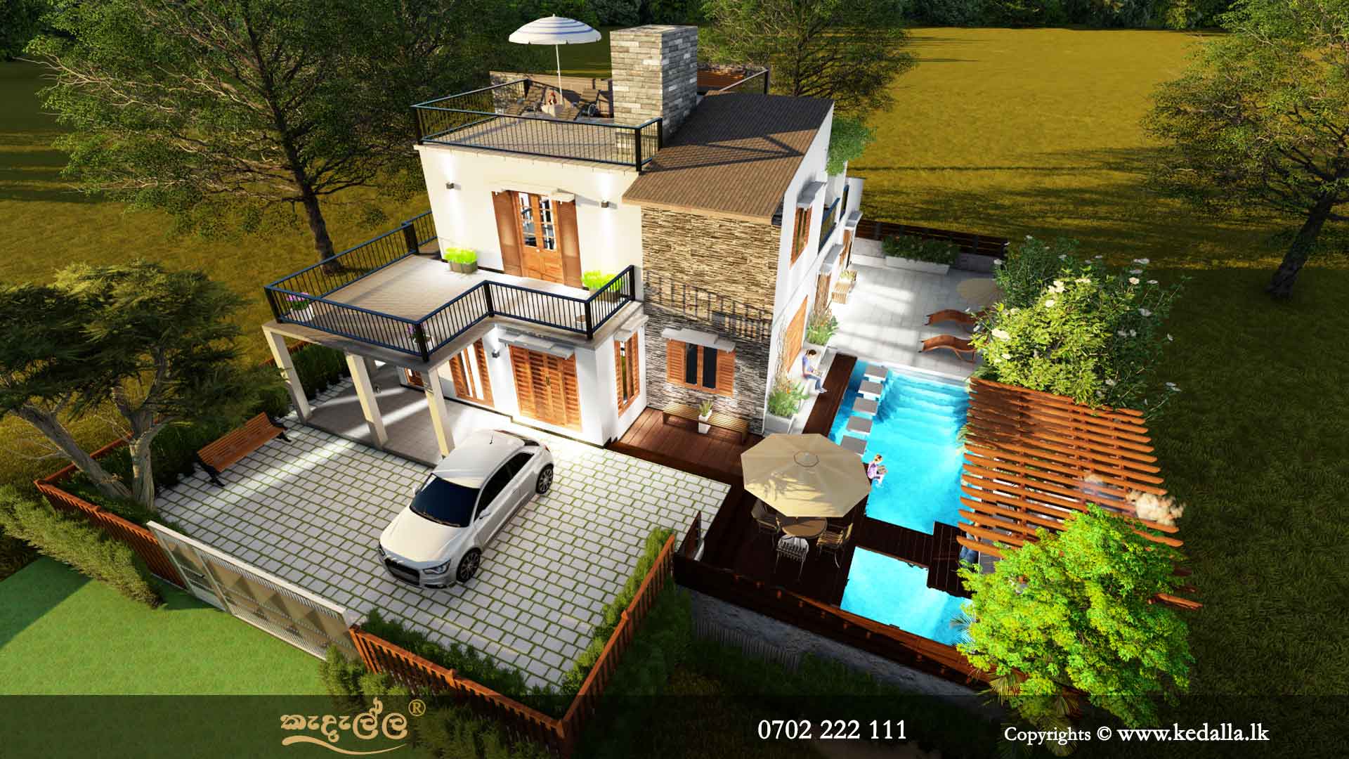 Architects in Kandy designed two story house with roof/terrace.Best home plans in Sri Lanka