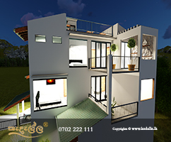 Best Leading Architectural Firm in Kandy Sri Lanka designed very steep sloped three story house plan