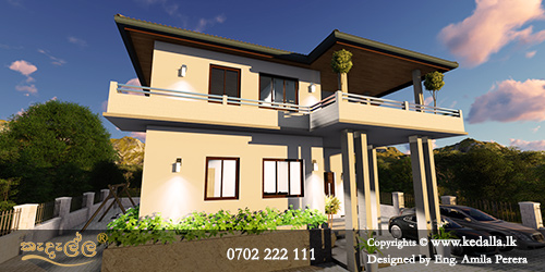 Home Planners in Kandy Sri Lanka designed annexed house with separate rear own entrance or staircase