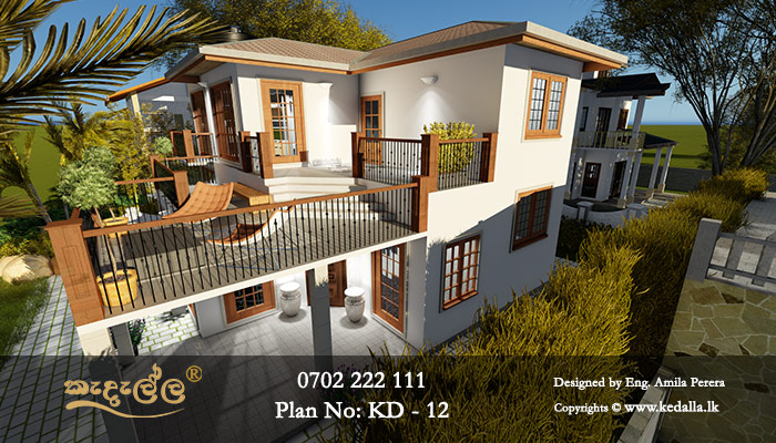 The layout of this particular house plan design sri lanka gives both bedrooms and the living room big, bright windows which is certainly a nice feature.