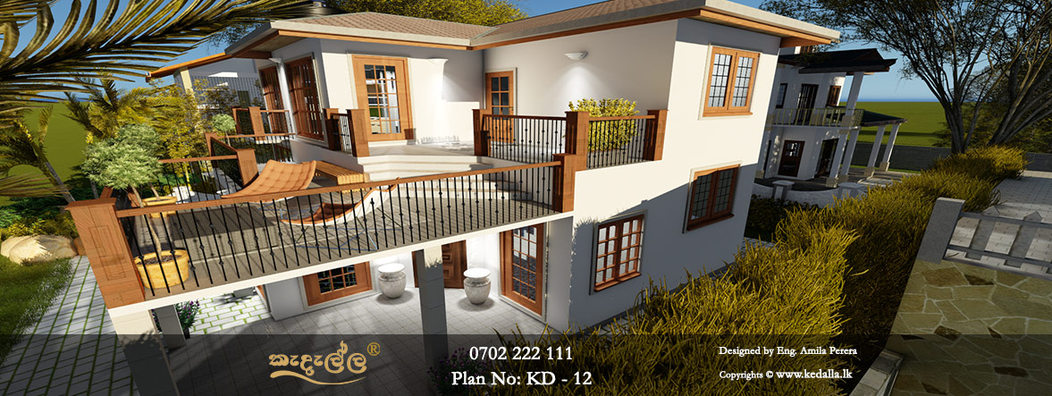 This four bedroom two story house design with gable roof has a total floor area of 221 square meters including the first floor balcony