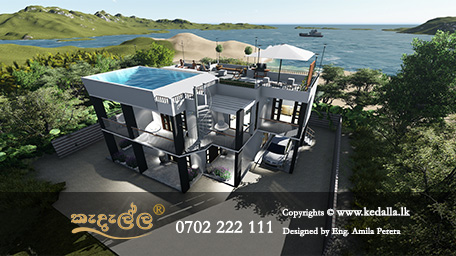 Modern 3 bedroom house plan design in Sri Lanka for a 10 perch land, featuring a spacious master suite and open-concept living area.