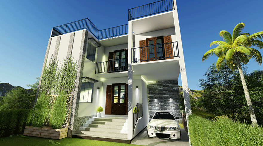 Box Type House Plan in Sri Lanka. The best rectangular house floor plans. Small to large simple to complex builder friendly one story, two story or three story open plan layout and more modern designs. Contact 0702 222 111 for Architect support. 