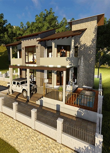 House Plans Designs in Sri Lanka. Modern residential home plan with central court yard and integration of indoor – outdoor living