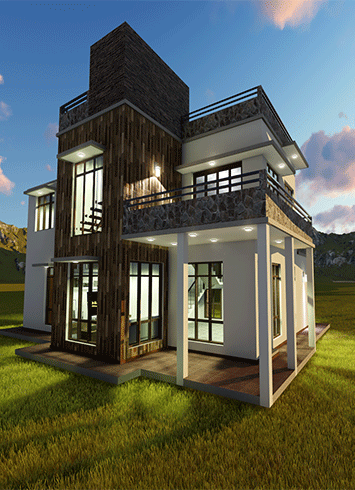 This stunning housing plan design in Sri Lanka comes complete with two living spaces, 2 bathrooms and 4 bedrooms