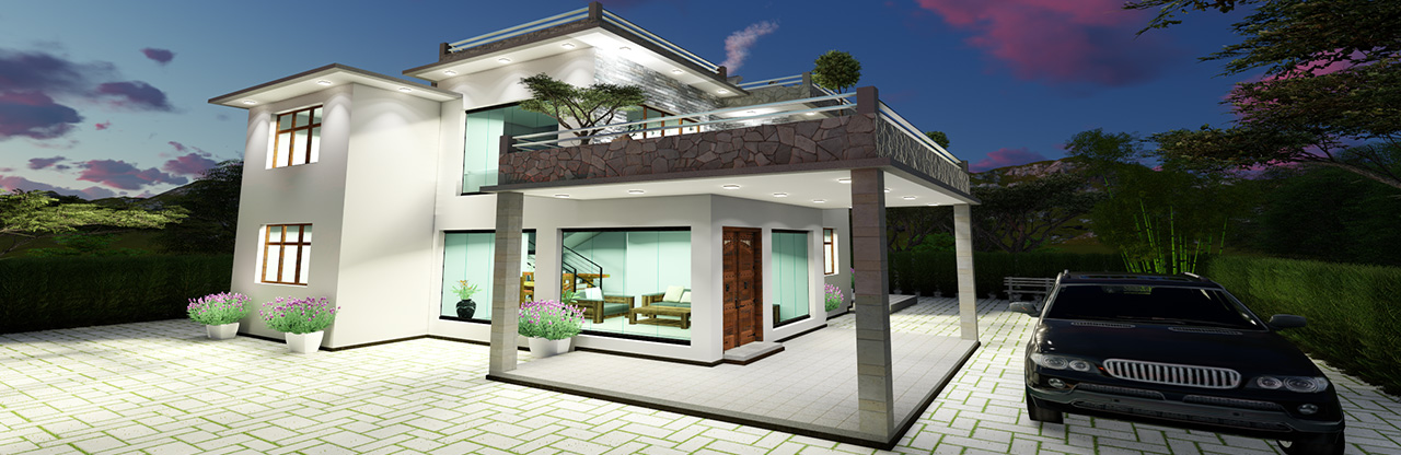 Modern 3 bedroom box type house design with a flat concrete rooftop slab on an 8 perch land in Colombo Sri Lanka